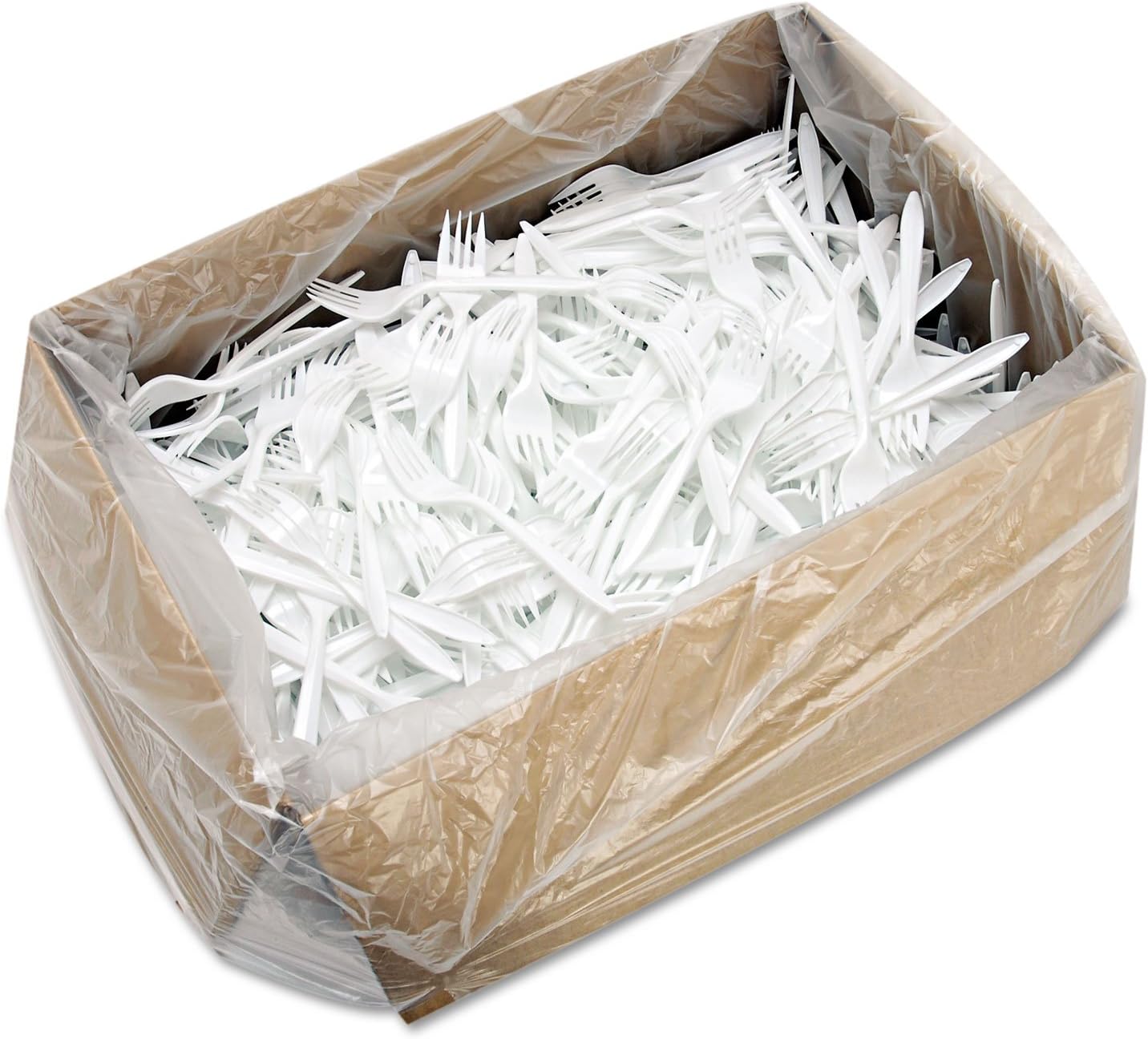 F6BW MEDIUM WEIGHT WHITE PLASTIC FORKS - 1000/CASE - Image 2